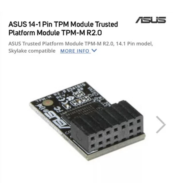 ASUS TPM-M R2.0 Compatible Trusted Platform TPM 2.0 Module (14 Pin ...