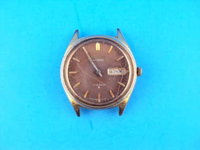 VINTAGE MENS' SEIKO AUTOMATIC WATCH--17j--6309 7149--BRONZE DIAL--MINOR REPAIR