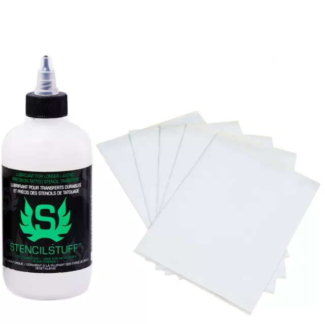 Kit de 10 papeles de plantilla para tatuajes de salvación con solución de transferencia 4 oz