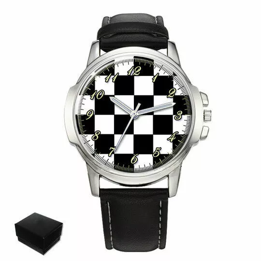 Masonic Chequered Carpet Floor Gents Mens Wrist Watch Birthday Gift Engraved