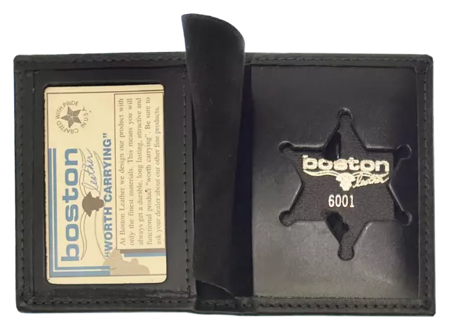 BOSTON LEATHER BOOK STYLE BADGE WALLET: Illinois State Police Star Cutout (15...
