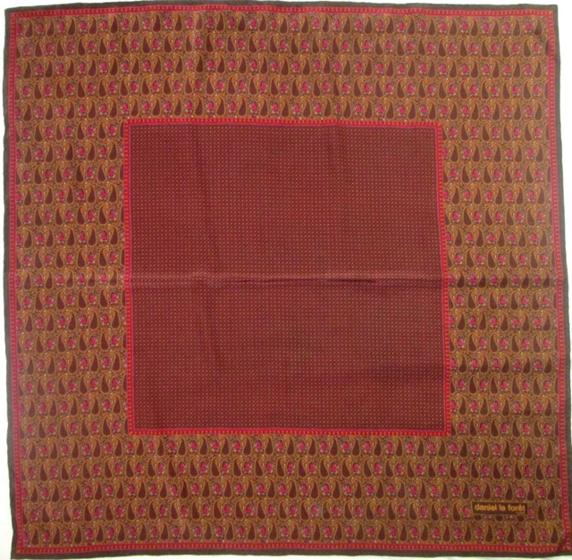 Foulard En Soie Daniel La Forêt Paris - 80x80 Cm, Motif Coloré, Occasion TBEG
