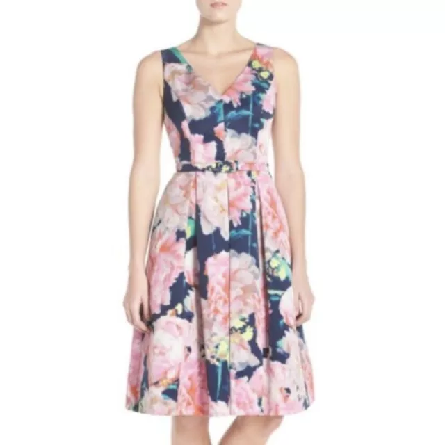 Eliza J Floral Faille Fit & Flare Dress Size 2