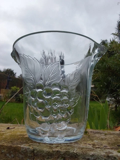 Seau à Champagne Verre à décor de raisins, 2 poignées, Vintage état