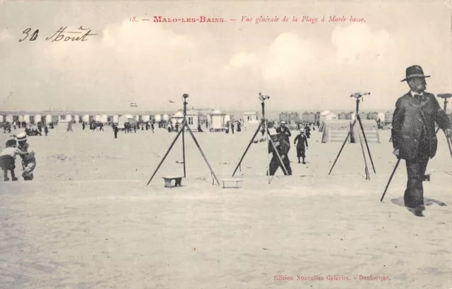 CPA 59 MALO LES BAINS VUE GENERALE DE LA PLAGE A MAREE BASSE / PHOTOGRAPHIE clic