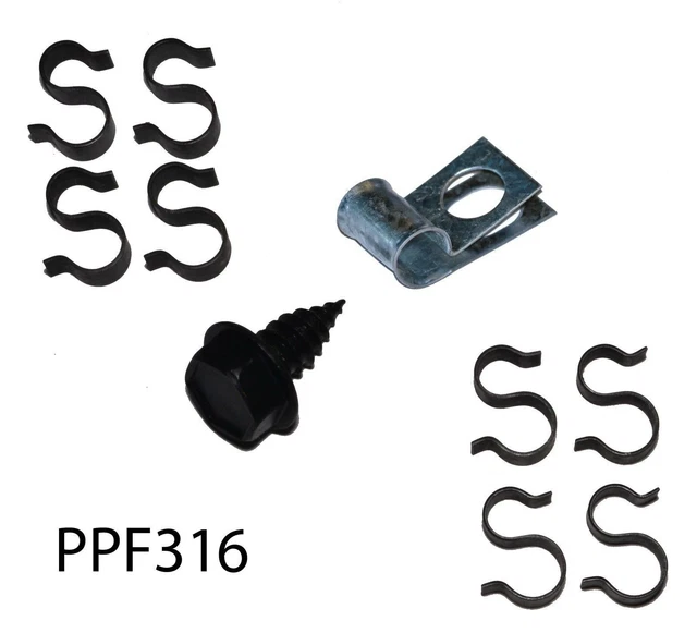 65 Pontiac Full Size 3/8 W/ Ret Fuel Line Tube Clips Clamp Bracket Set Ppf316