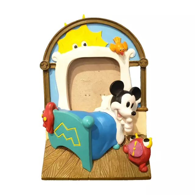 Disney 3-D Picture Frame Vintage Mickey Mouse Photo  Bed Clock Sun Bird Resin
