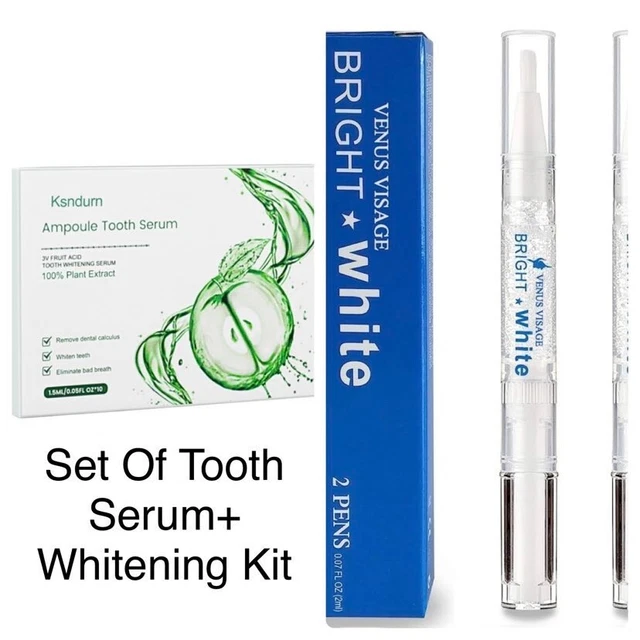 Set di 2 articoli confezione combinata: siero antimacchie sbiancanti denti + gel kit sbiancante