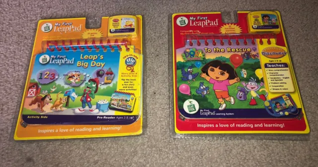 Leap Frog My First LeapPad Learning System Books Cartridges Dora Explorer & Pooh