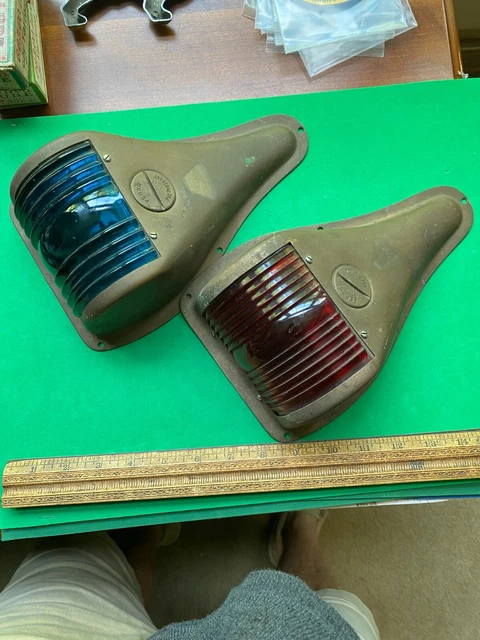 Vintage Maritime Brass Perko Style Green Red  Ship Boat Navigation Lights