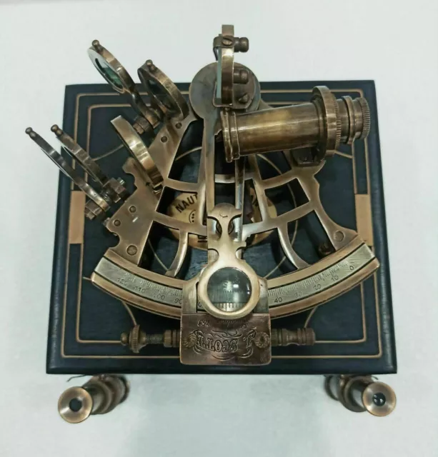 Picture 4 of 4  J.SCOTT Antique Sextant Nautical Brass Astrolabe Working Marine