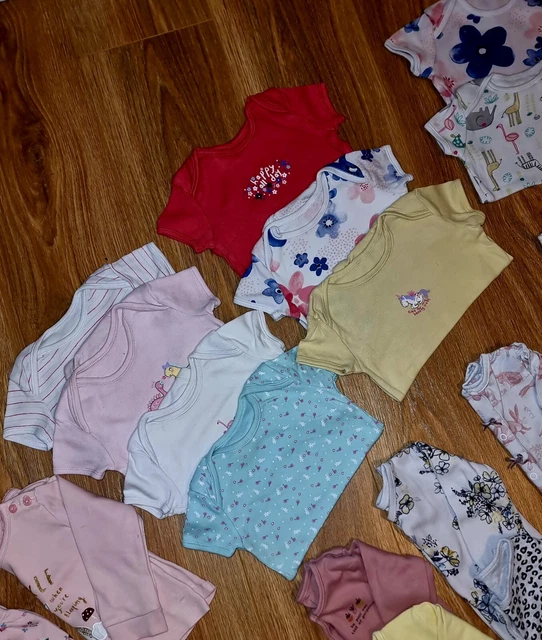 #43 Huge Bundle Of Baby Girls Sleepsuits Vests Bodysuits Pjs Age 6-9 Months 4