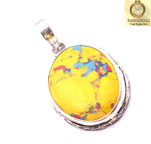 Yellow Mosaic Jasper Plated Pendant  Jewellery 9 GM Value-Priced @1.99-67973