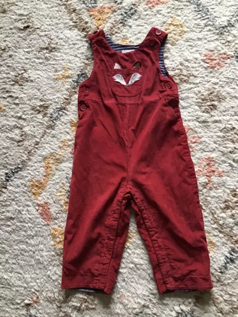 JoJo Maman Bébé Fox Baby Cord Russet Dungarees Boys Age 6-12 Months