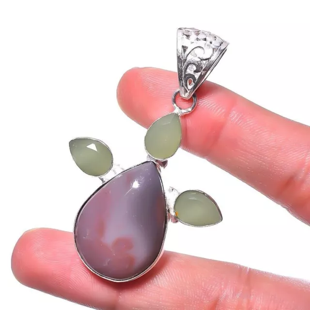 Gift For Women Pendant Vintage 925 Silver Natural Butterfly Jasper Gemstone