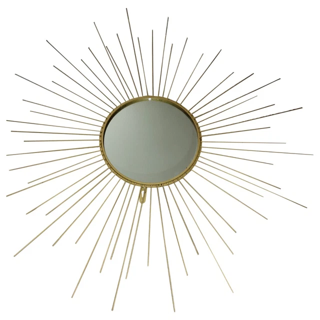 Miroir Mural Ovale Ancien – Cadre En Laiton Doré – Occasion
