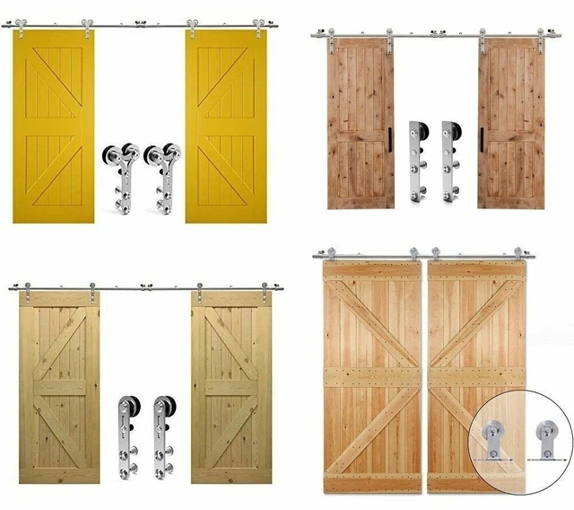 4-20FT Sliding Barn Door Hardware Closet Track For Double Door,Heavy Duty,Silver