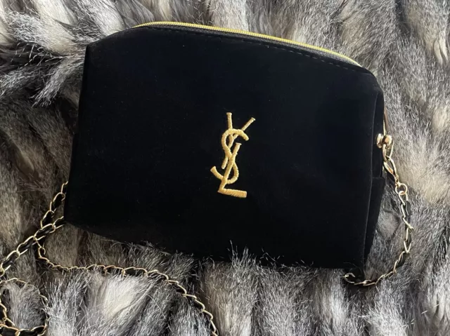 Yves Saint Laurent YSL black Makeup cosmetic Bag Pouch case clutch Crossbody