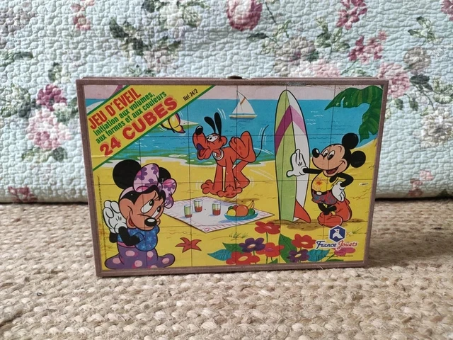 Boite 30 cubes puzzle vintage - jouets rétro jeux de société figurines