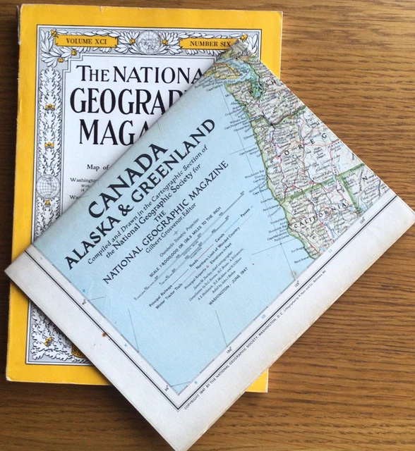 NATIONAL GEOGRAPHIC JUNE 1947 Map Canada, Alaska, Greenland Coca Cola