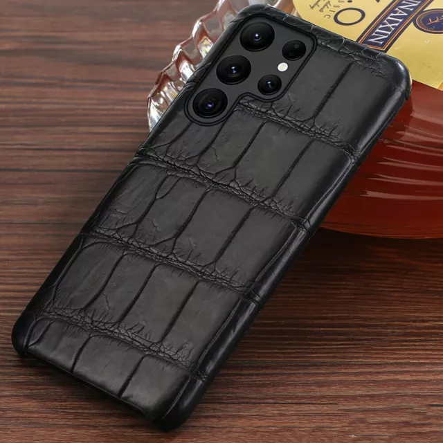 Genuine Crocodile Belly Leather Alligator Skin Case For Samsung Galaxy S24 Ultra