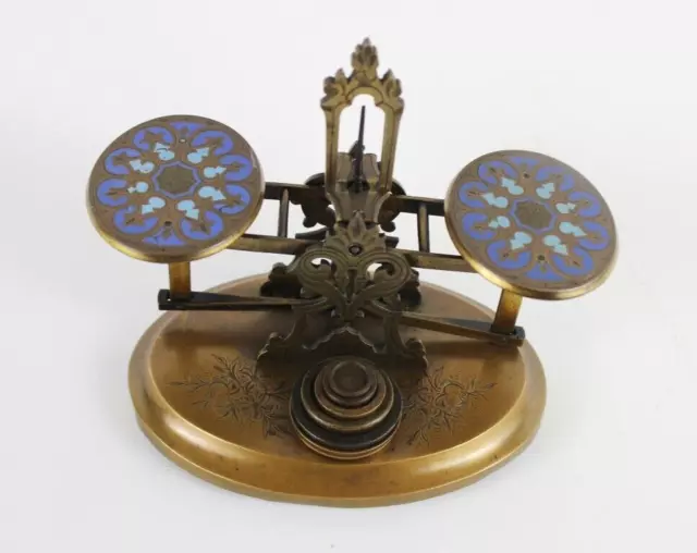 19C Gilded Scales with Cloisonne Pans Attributed to Sampson Mordan & Co [5741]