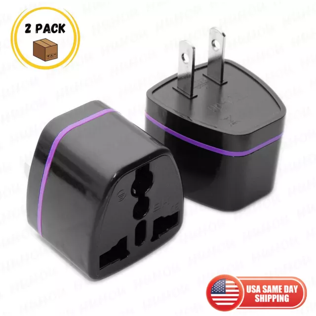 2pc Universal Travel AC Plug EU AU UK to US USA Canada DC Adapter Converter