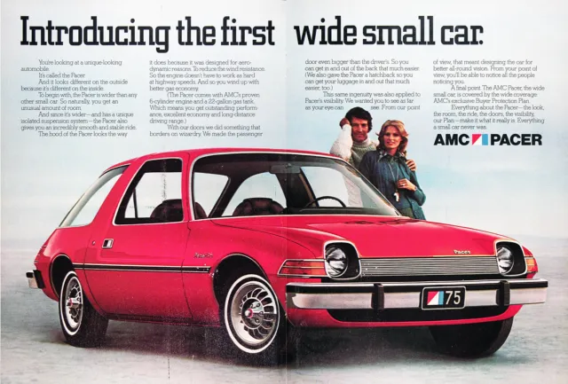 1975 AMC PACER Genuine Vintage DEBUT Year Ad & ROAD TEST 4pgs. ~ FREE SHIPPING!