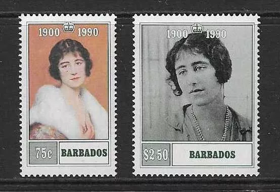 BARBADOS SG919/20 1990 90th BIRTHDAY OF THE QUEEN MOTHER MNH