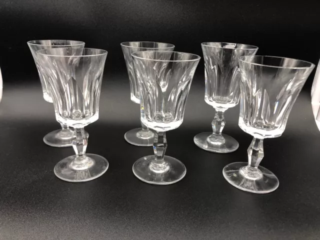 6 verres à vin blanc en cristal de Baccarat signé modèle Polignac H 12,7cm