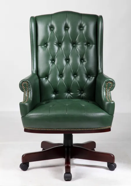 Managers Directors Chesterfield Antique Style Captains Leather Office Desk Chair 2