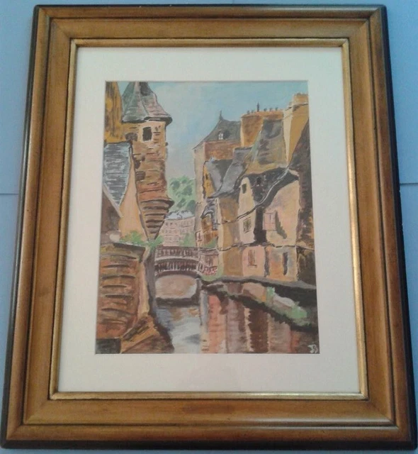 Dessin Original Signé De Tolède 1952 - Craie Grasse Et Aquarelle - Artiste à Identifier
