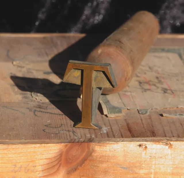 Buchstabe "T" Vergoldestempel Initial Prägestempel Messing Buchbinder Werkzeug
