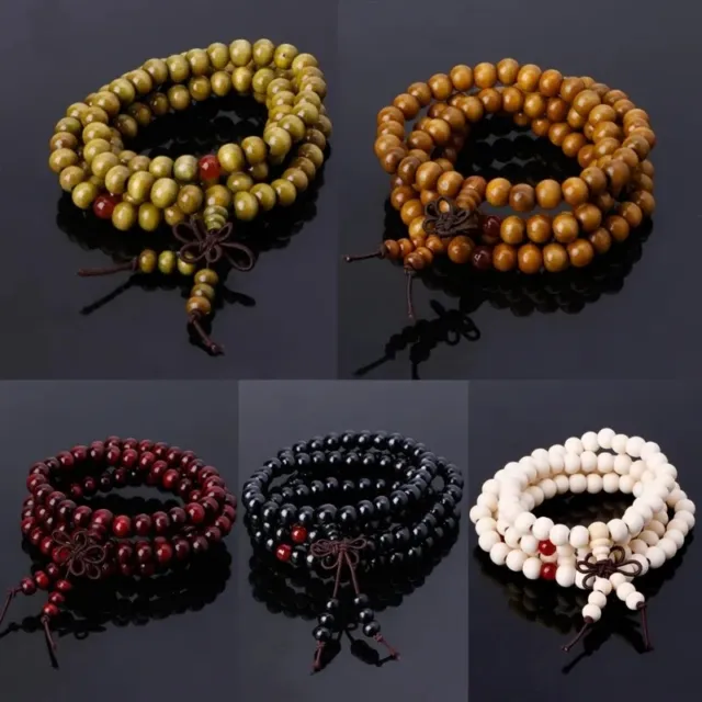 Armband Buddha Holzperlen Buddhistische Gebetskette Hindu 6mm Mala elastisch