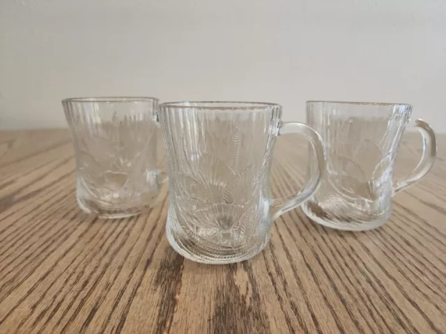3 Vintage Slcoloc France tulips leaf mugs/cups with handles