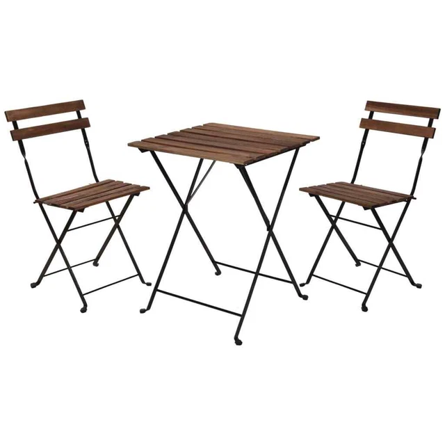 ProGarden Bistroset 3 pezzi Set balcone nero mobili da giardino seduta mobili da balcone P