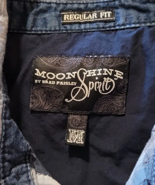 MOONSHINE SPIRIT MEN'S Blue Short Sleeve Pearl Snap Western Shirt M ...