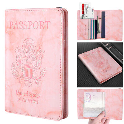 USA Slim RFID Blocking Leather Passport Travel Wallet ID Card Holder Cover Case