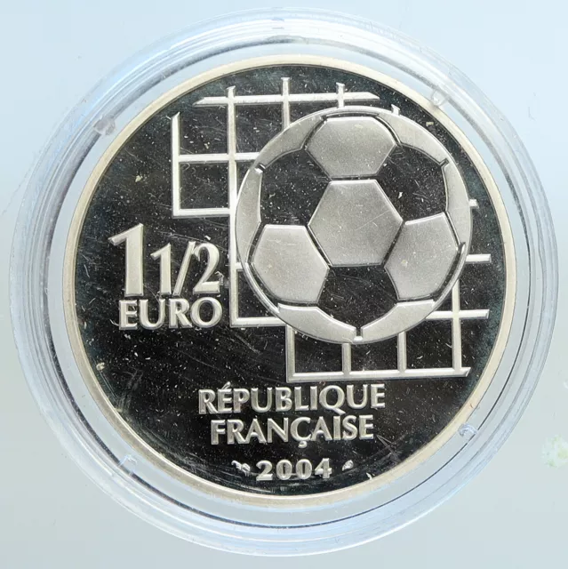 2004 FRANCE Soccer Football FIFA 100 Years Proof Silver 1 1/2 Euro Coin i113320