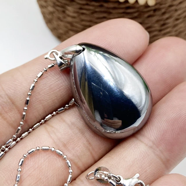 Natural Terahertz Wave Gemstone Drop Amulet Carved Pendant Necklace Healing