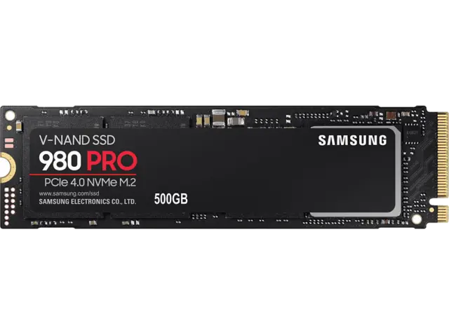 Disco duro SSD 500 GB Samsung 980 PRO. PCIe Gen 4.0 x4, NVMe 1.3c, 7000 MB/s.