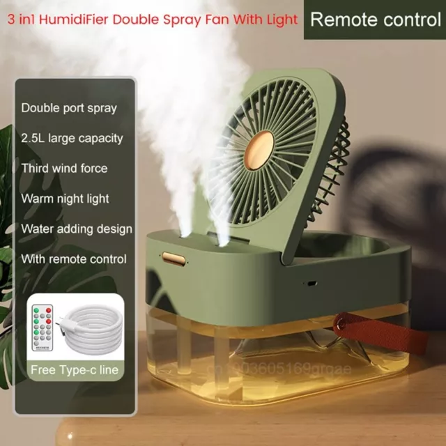 3 In1 Humidifier  Spray Fan Portable Fan Air Cooler Humidifier USB Fan4033