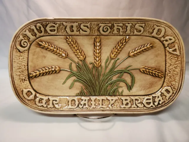 Vintage Holland Mold Ceramic Bread Plate Give Us This Day Our Daily Bread
