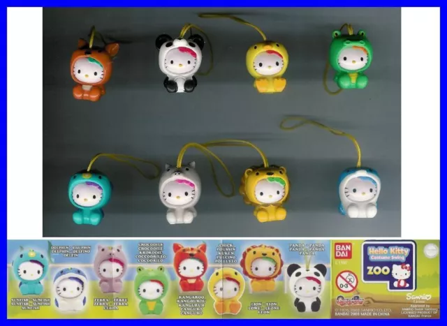 HELLO KITTY ZOO Set of 8 Figures Costume Swing ZOO Cell Bag BANDAI Dangler