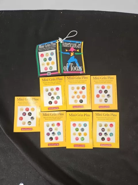 8 Sheet Lot Pleasant Company-American Girl of Today 1998 Mini Grin Pins Stickers