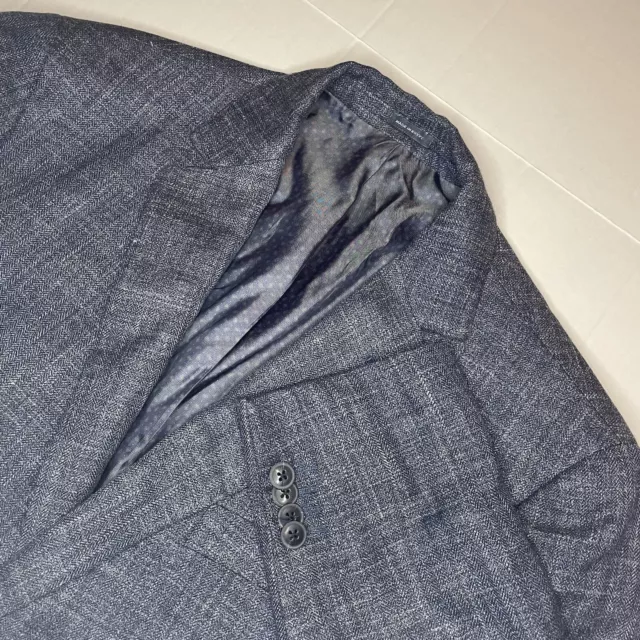 Joseph Abboud Men’s Blazer Sport Coat Indigo Blue Ethomas Wool Silk Linen Sz 44R