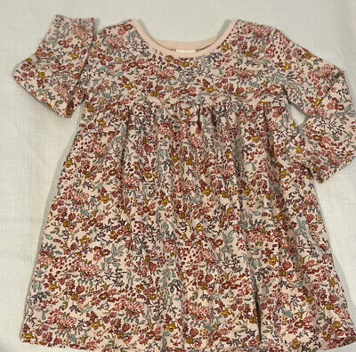 Next Baby Girls Floral Print Long Sleeve Winter Dress Size 6 - 9 Months Cotton