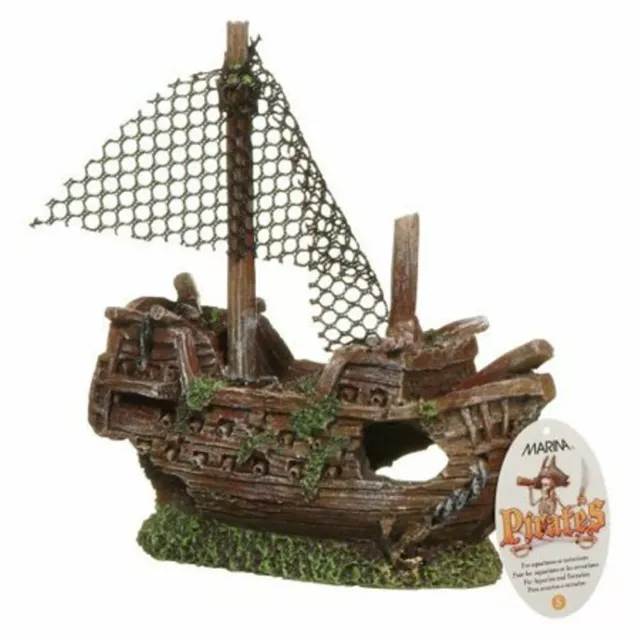 Marina Sunken Galleon Aquarium Ornament Decoration 4"x4"x2" New