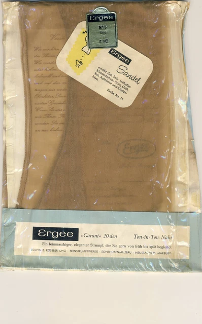 60s calze in perlon/nylon cucito ERGEE taglia 8 1/2 nylon lunghi con cucitura/calze per cuciture (2