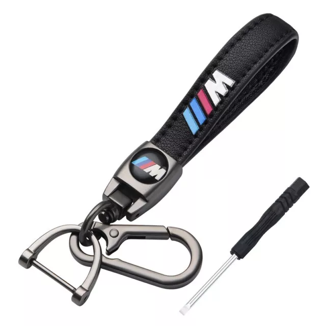 Black Leather Keychain Metal Car Logo Key Chain Keyring Accessories For BMW M